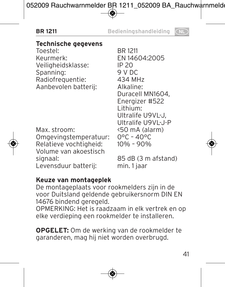 Brennenstuhl Smoke Alarm BR 1211 interlink User Manual | Page 41 / 68