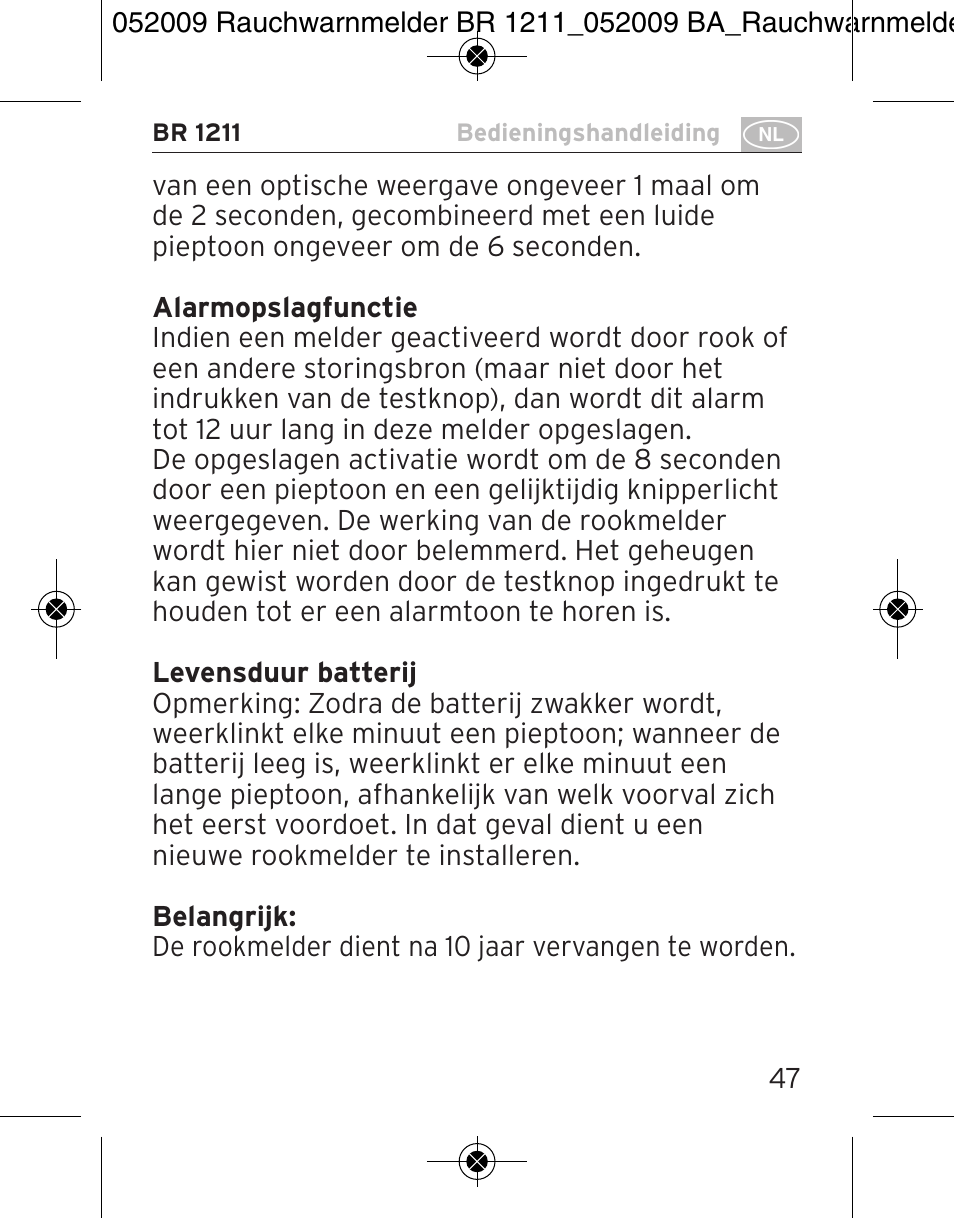 Brennenstuhl Smoke Alarm BR 1211 interlink User Manual | Page 47 / 68