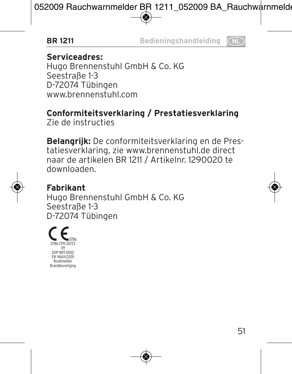 Brennenstuhl Smoke Alarm BR 1211 interlink User Manual | Page 51 / 68