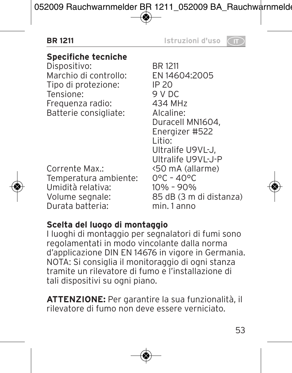 Brennenstuhl Smoke Alarm BR 1211 interlink User Manual | Page 53 / 68