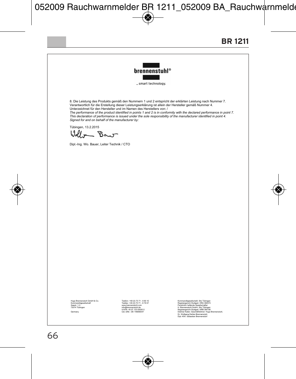 Br 1211 | Brennenstuhl Smoke Alarm BR 1211 interlink User Manual | Page 66 / 68