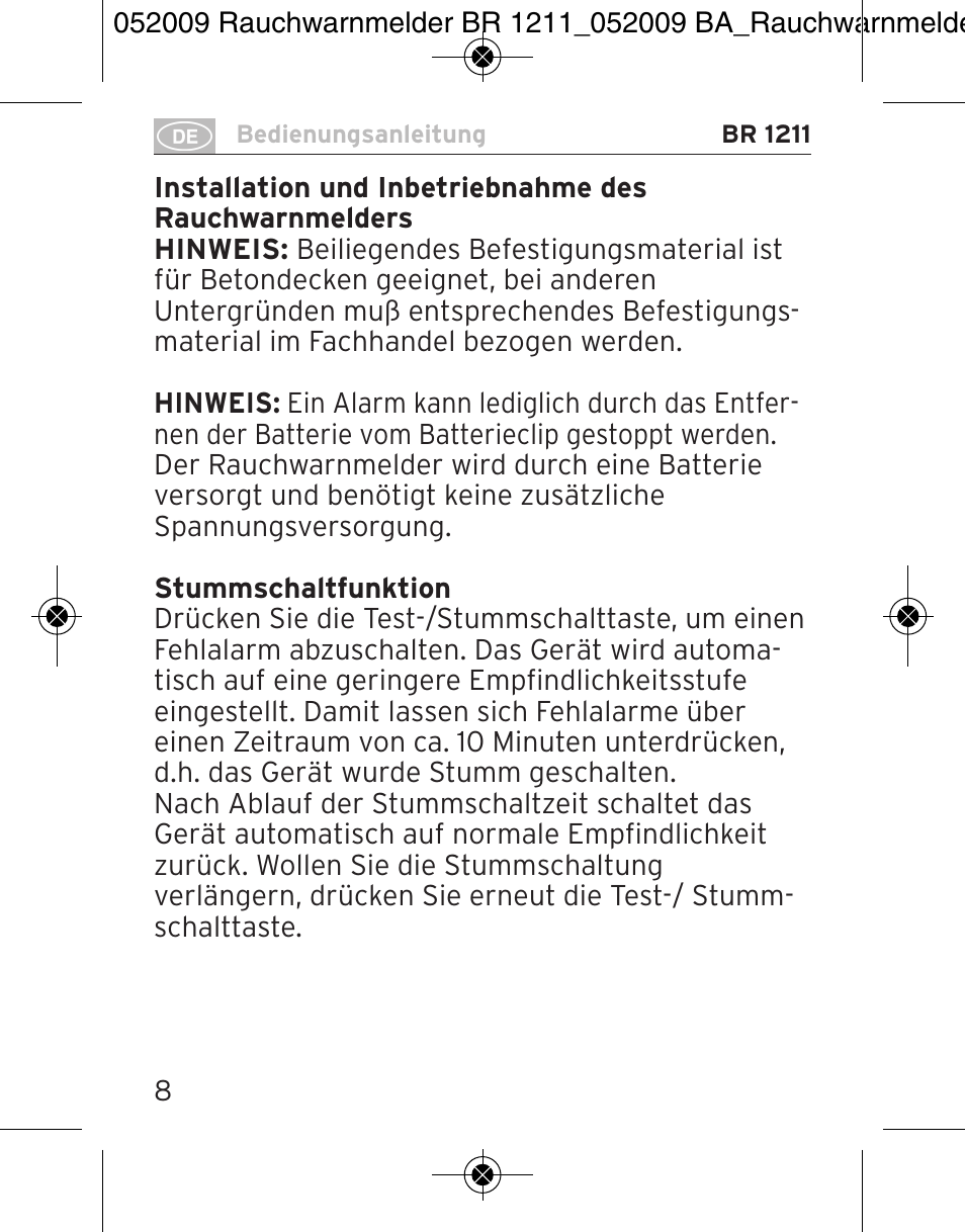 Brennenstuhl Smoke Alarm BR 1211 interlink User Manual | Page 8 / 68