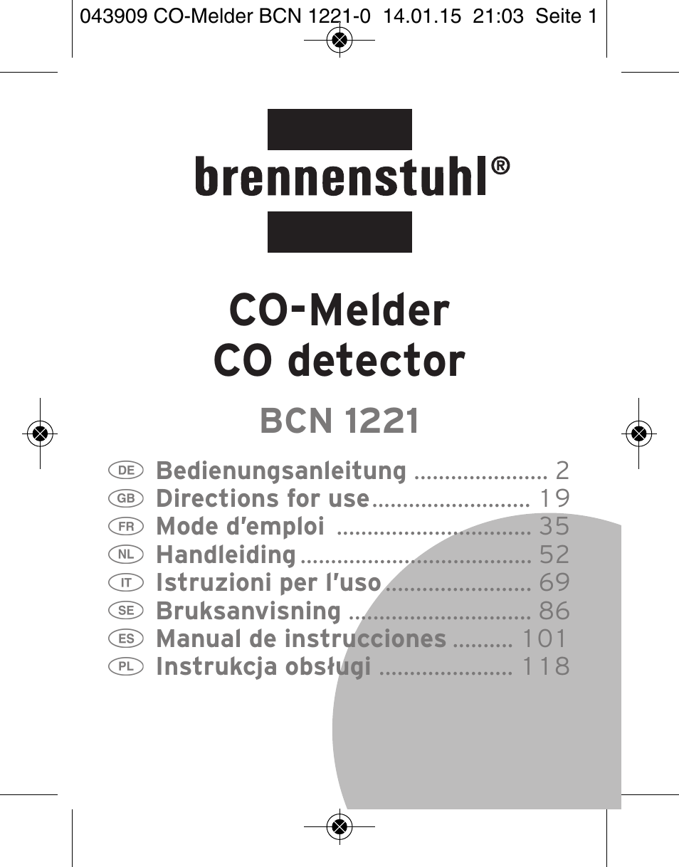 Brennenstuhl CO Detector BCN 1221 User Manual | 136 pages