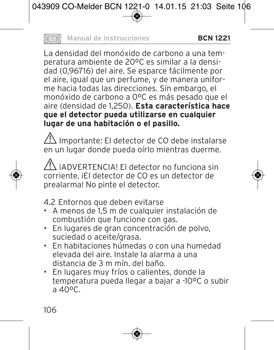 Brennenstuhl CO Detector BCN 1221 User Manual | Page 106 / 136