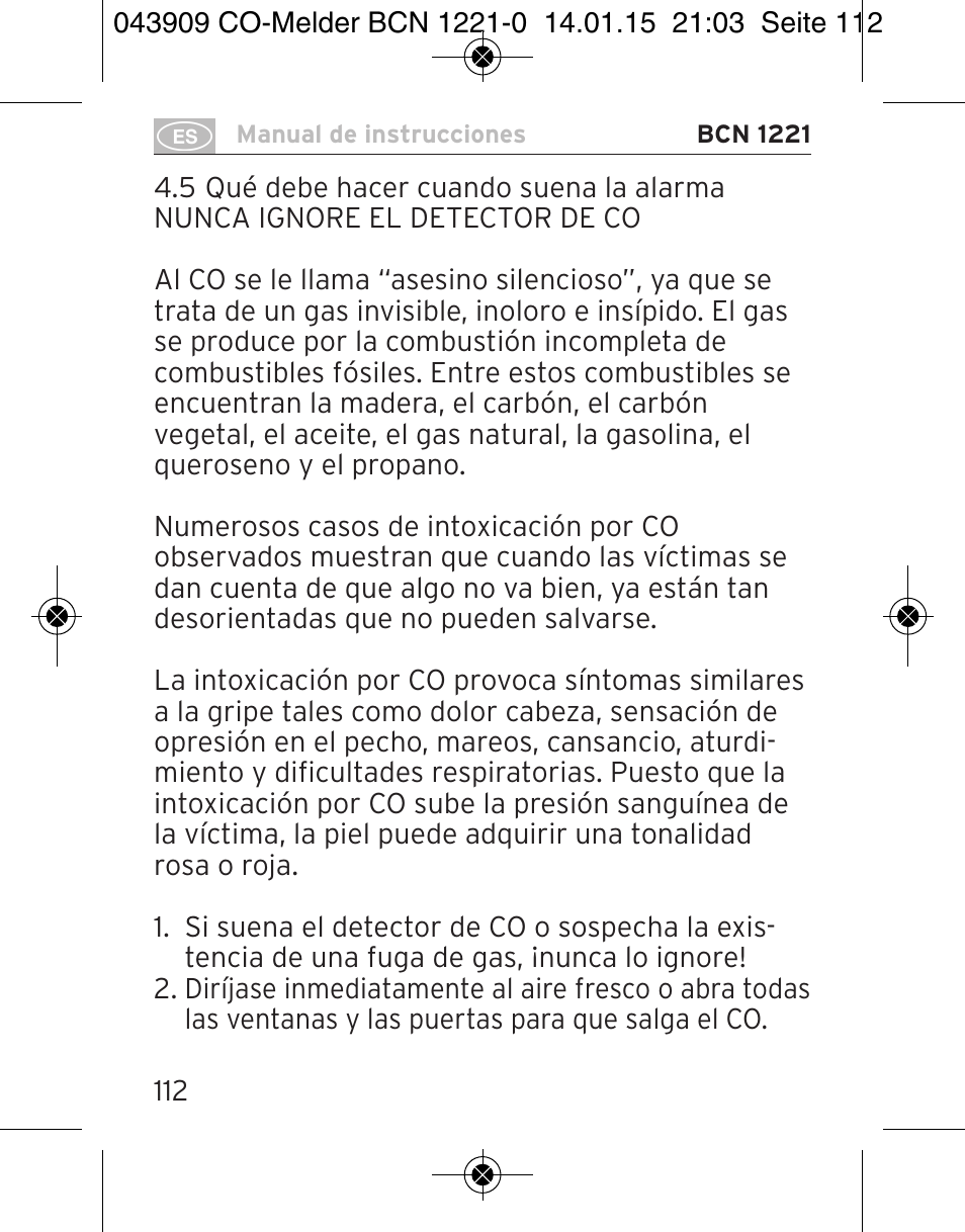 Brennenstuhl CO Detector BCN 1221 User Manual | Page 112 / 136