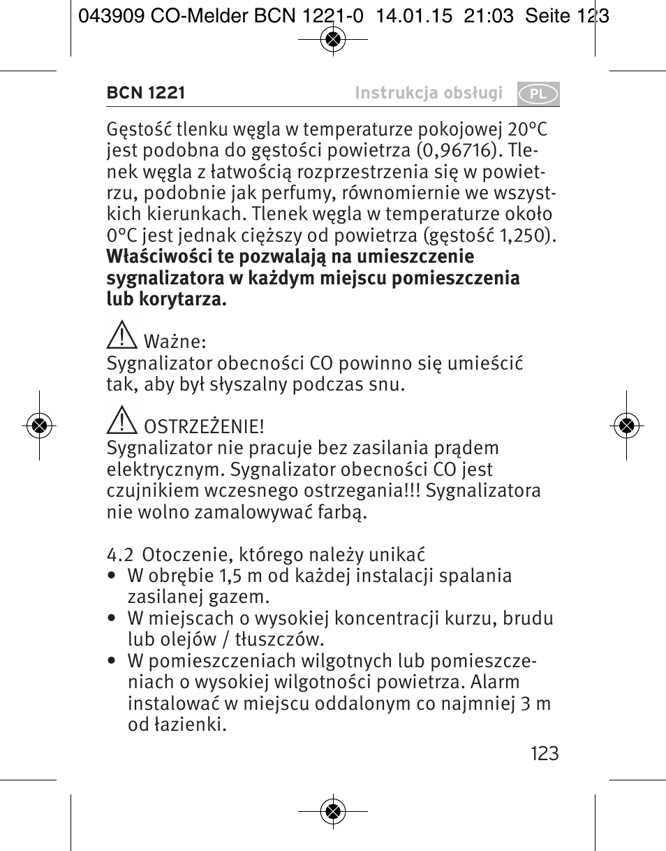 Brennenstuhl CO Detector BCN 1221 User Manual | Page 123 / 136