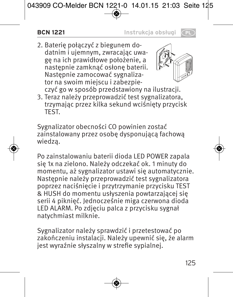 Brennenstuhl CO Detector BCN 1221 User Manual | Page 125 / 136