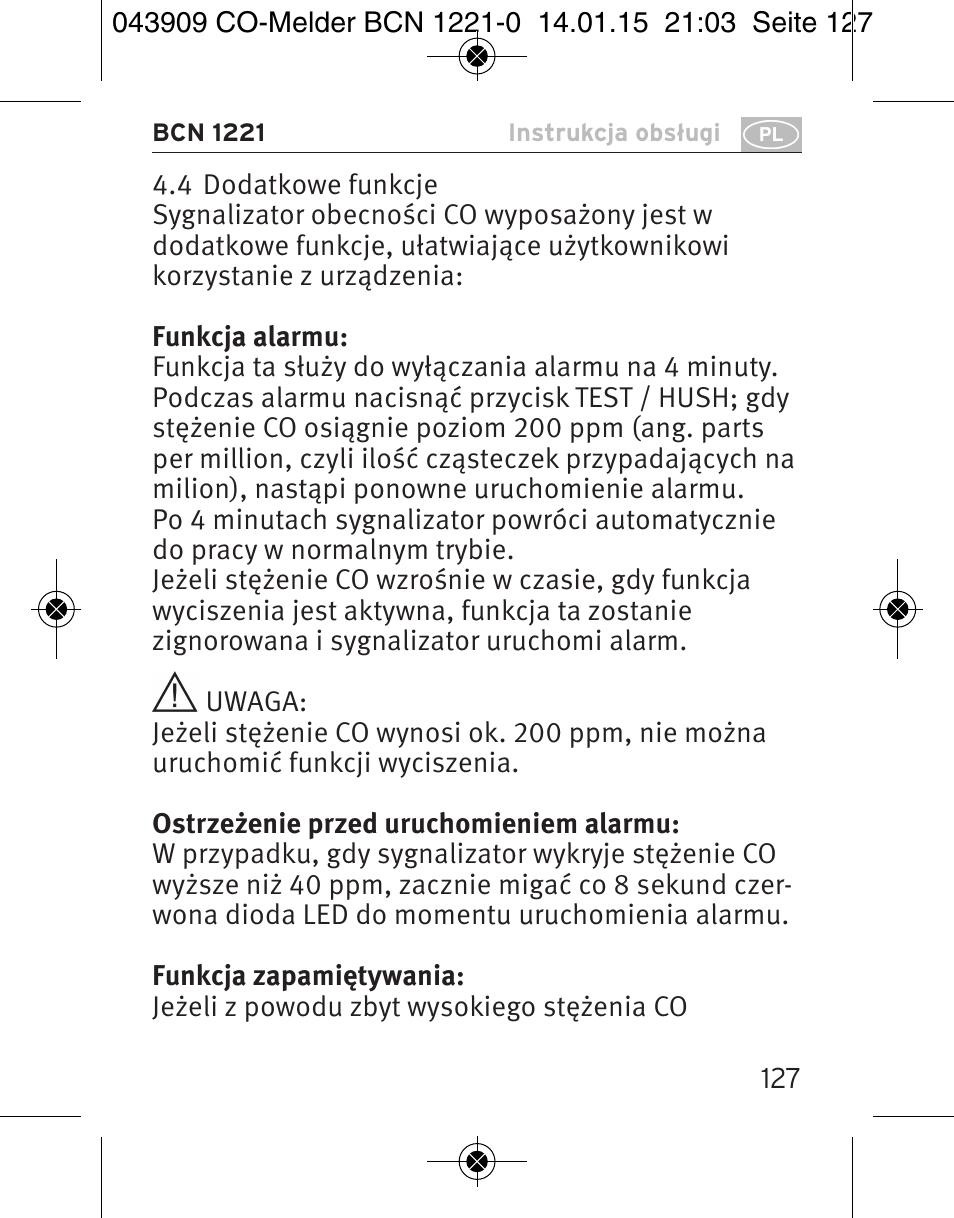 Brennenstuhl CO Detector BCN 1221 User Manual | Page 127 / 136