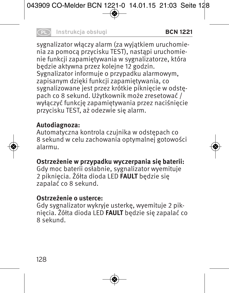 Brennenstuhl CO Detector BCN 1221 User Manual | Page 128 / 136