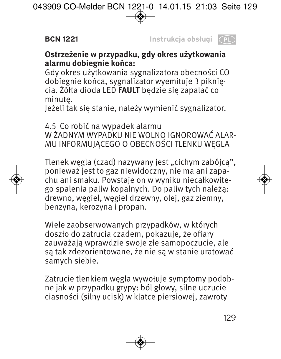 Brennenstuhl CO Detector BCN 1221 User Manual | Page 129 / 136