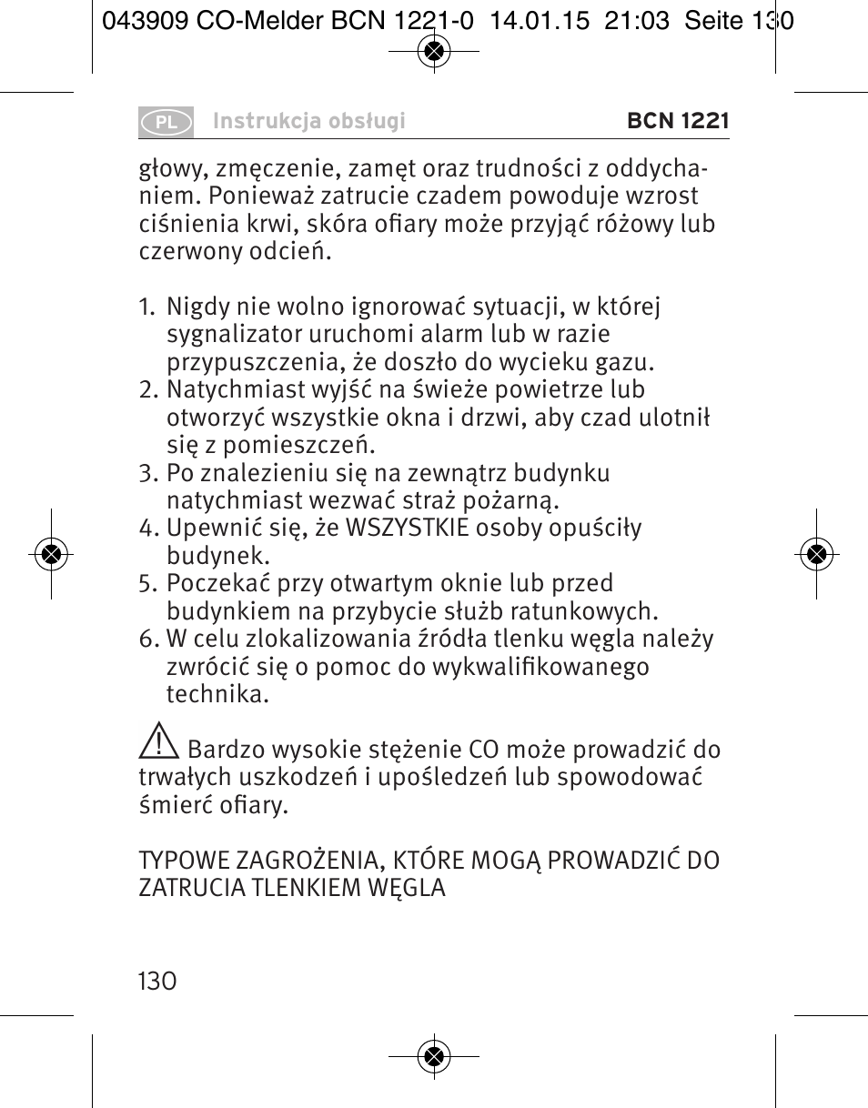 Brennenstuhl CO Detector BCN 1221 User Manual | Page 130 / 136