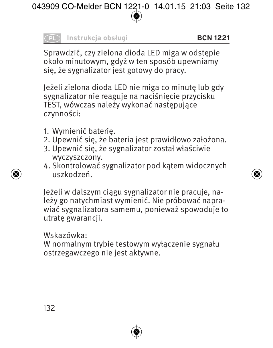 Brennenstuhl CO Detector BCN 1221 User Manual | Page 132 / 136