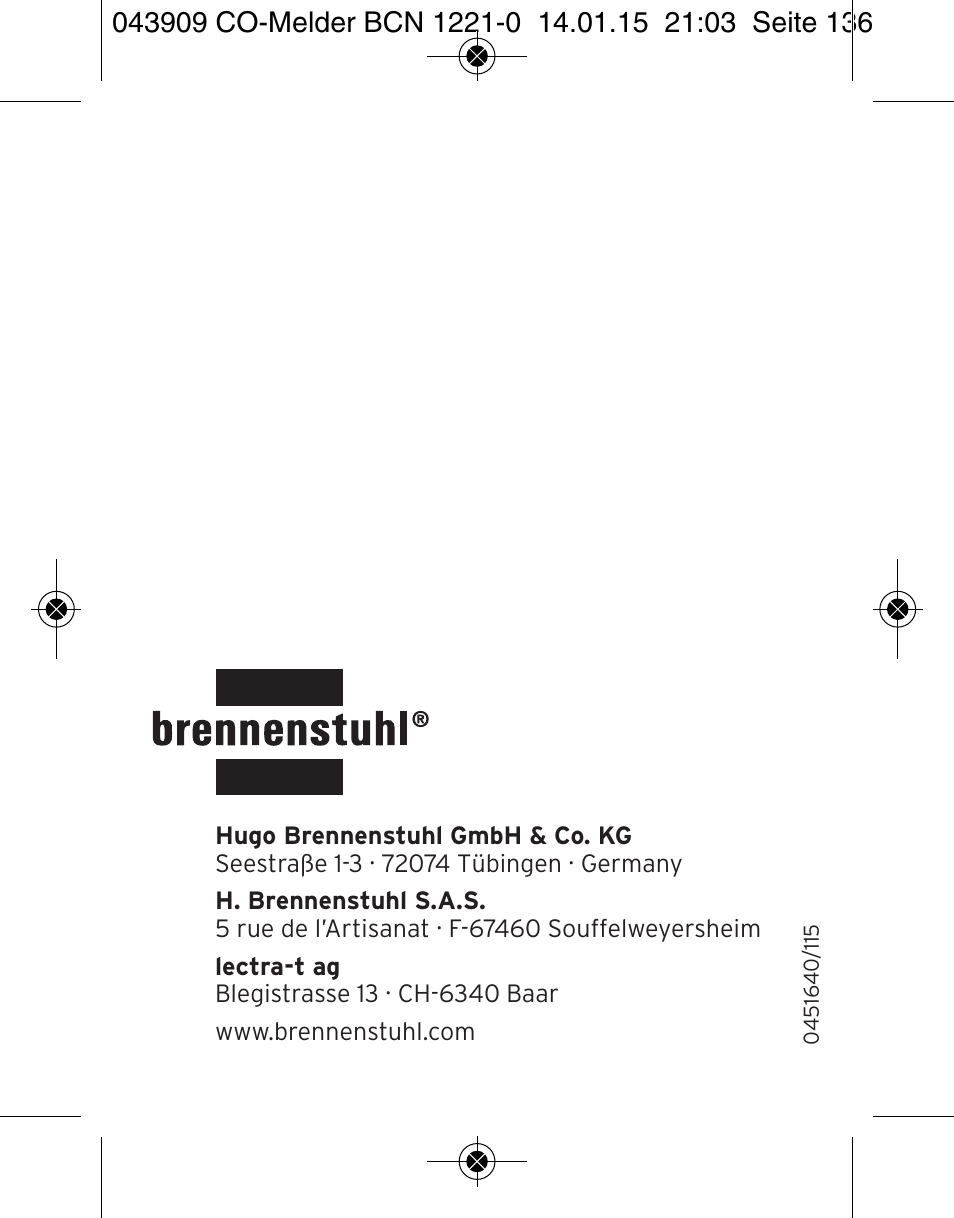 Brennenstuhl CO Detector BCN 1221 User Manual | Page 136 / 136