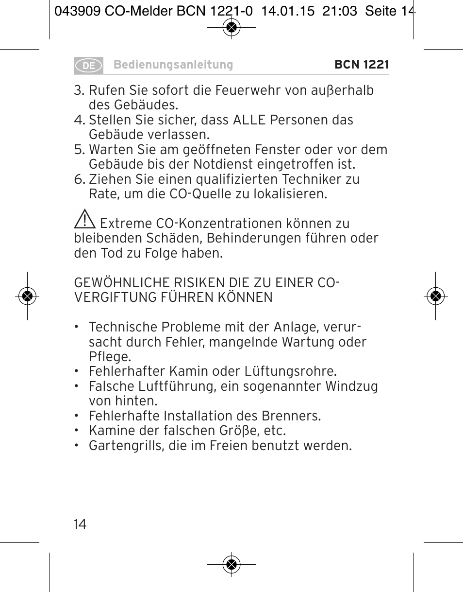 Brennenstuhl CO Detector BCN 1221 User Manual | Page 14 / 136