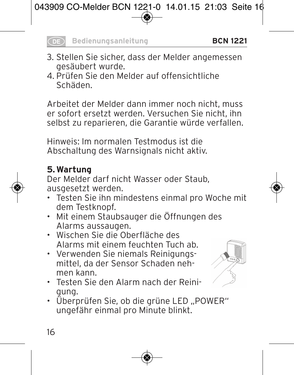 Brennenstuhl CO Detector BCN 1221 User Manual | Page 16 / 136