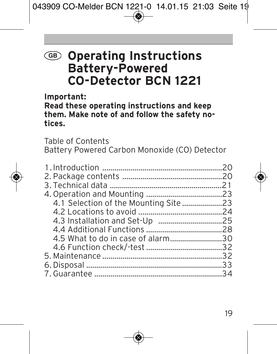 Brennenstuhl CO Detector BCN 1221 User Manual | Page 19 / 136