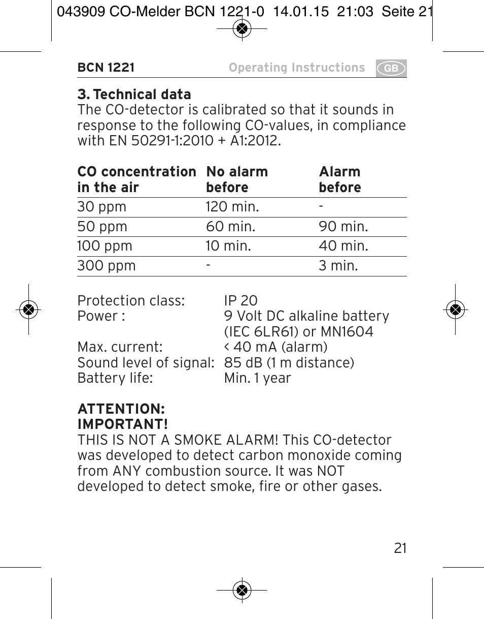 Brennenstuhl CO Detector BCN 1221 User Manual | Page 21 / 136