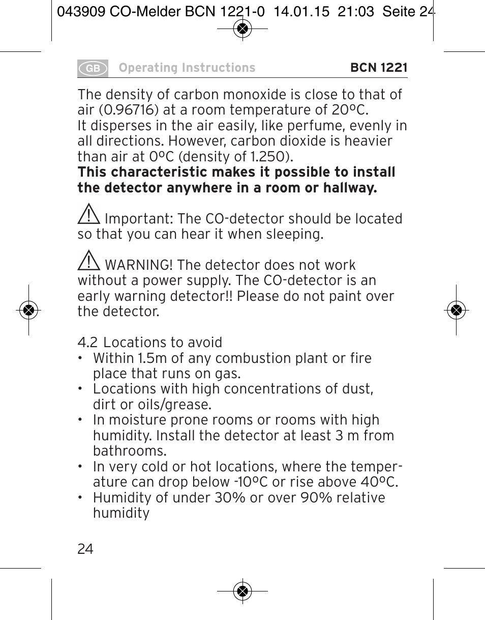 Brennenstuhl CO Detector BCN 1221 User Manual | Page 24 / 136