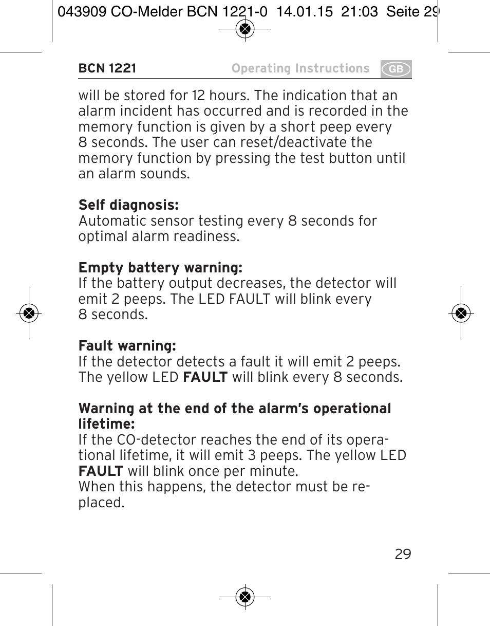 Brennenstuhl CO Detector BCN 1221 User Manual | Page 29 / 136