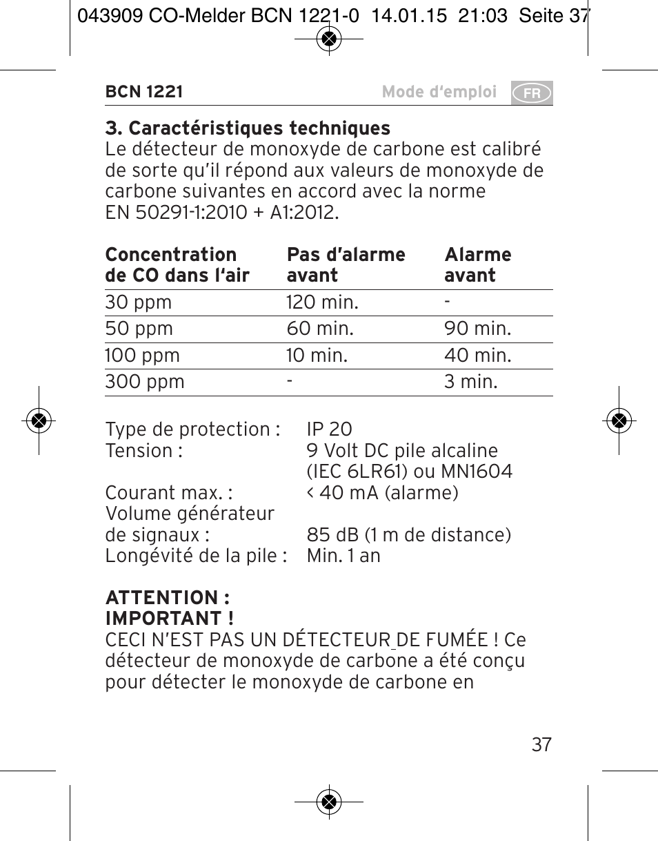 Brennenstuhl CO Detector BCN 1221 User Manual | Page 37 / 136