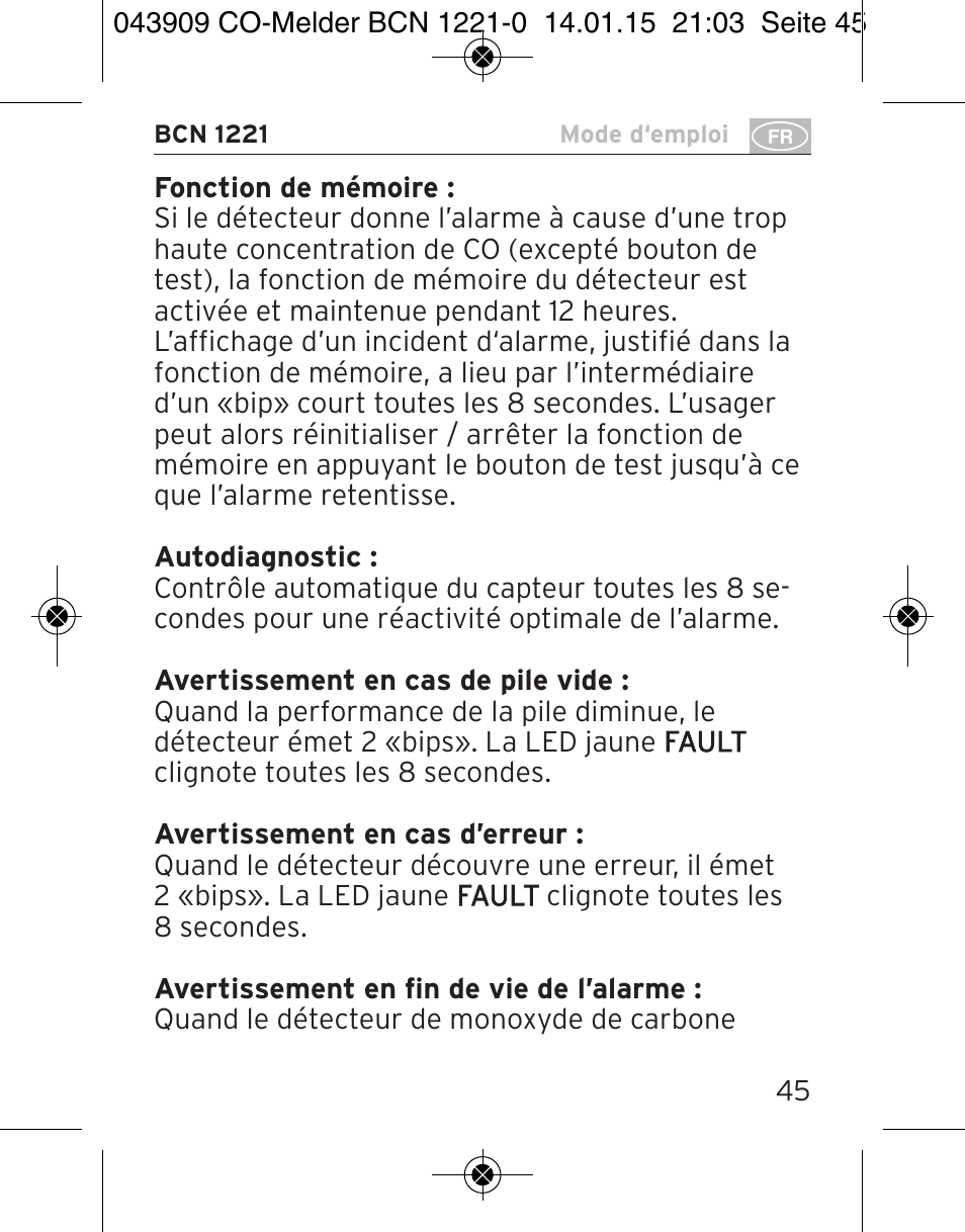 Brennenstuhl CO Detector BCN 1221 User Manual | Page 45 / 136