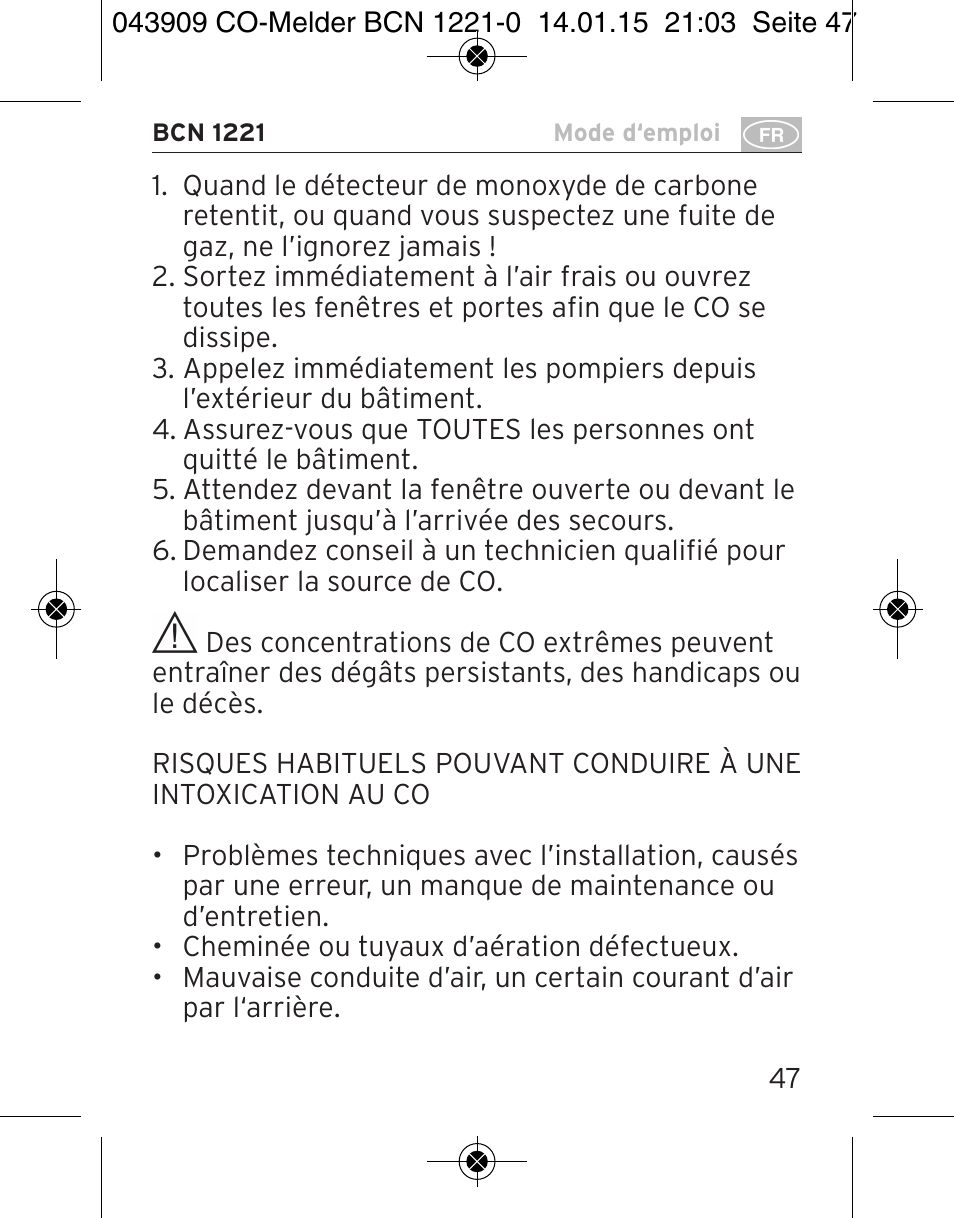 Brennenstuhl CO Detector BCN 1221 User Manual | Page 47 / 136