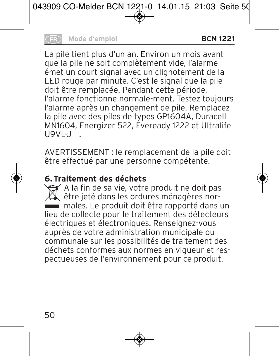 Brennenstuhl CO Detector BCN 1221 User Manual | Page 50 / 136