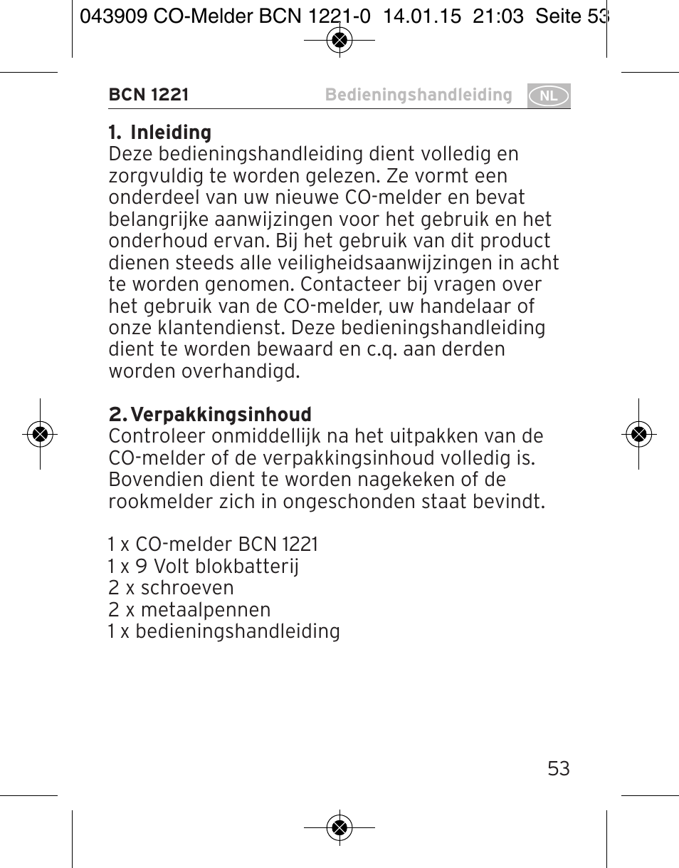 Brennenstuhl CO Detector BCN 1221 User Manual | Page 53 / 136
