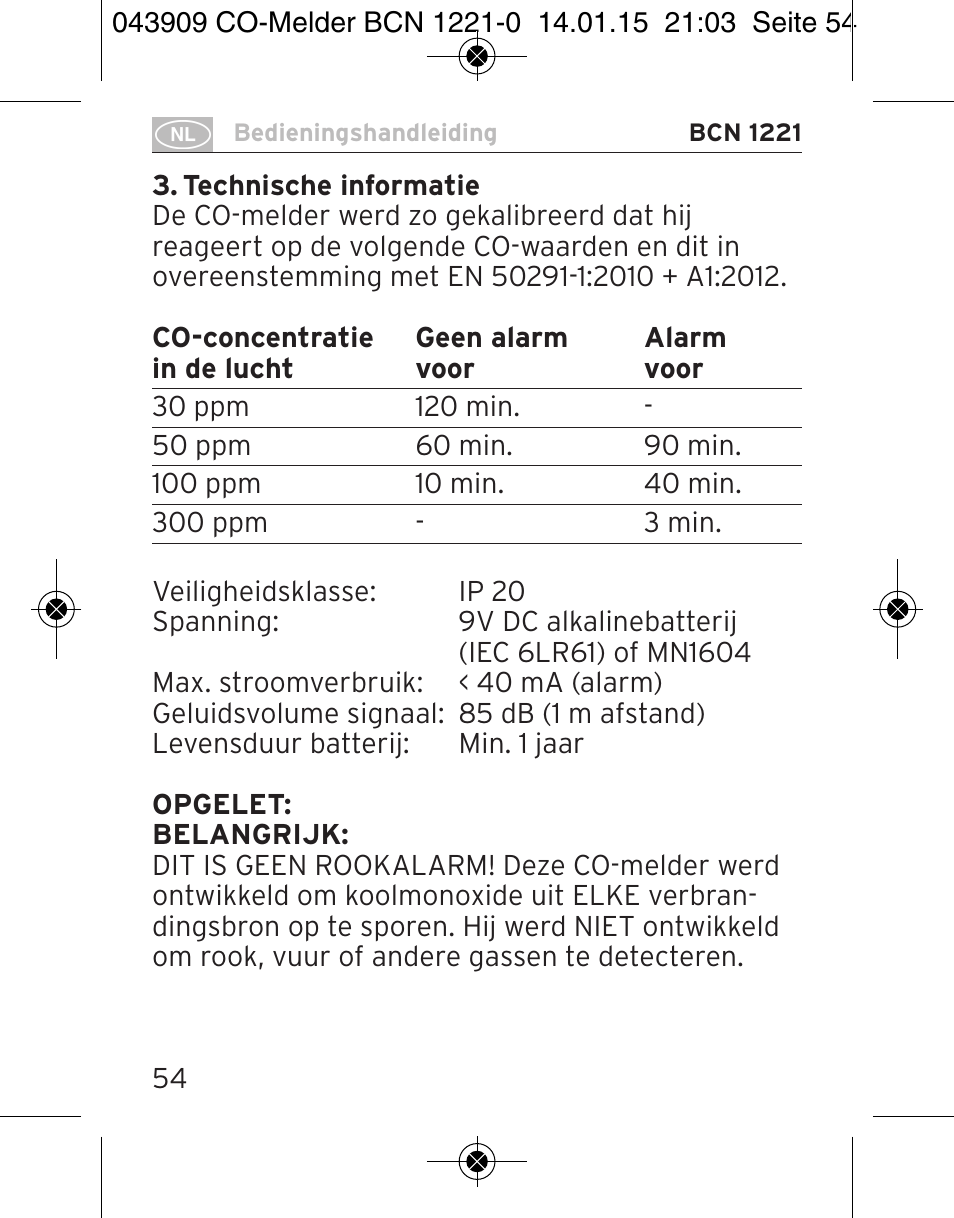 Brennenstuhl CO Detector BCN 1221 User Manual | Page 54 / 136