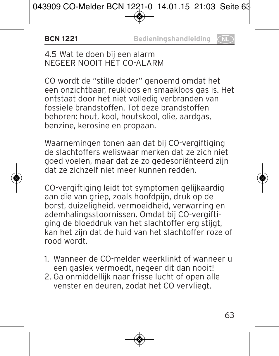 Brennenstuhl CO Detector BCN 1221 User Manual | Page 63 / 136