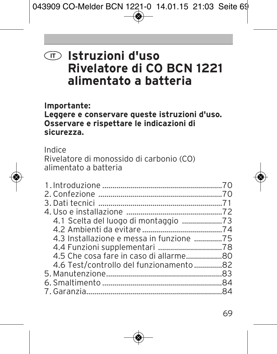 Brennenstuhl CO Detector BCN 1221 User Manual | Page 69 / 136