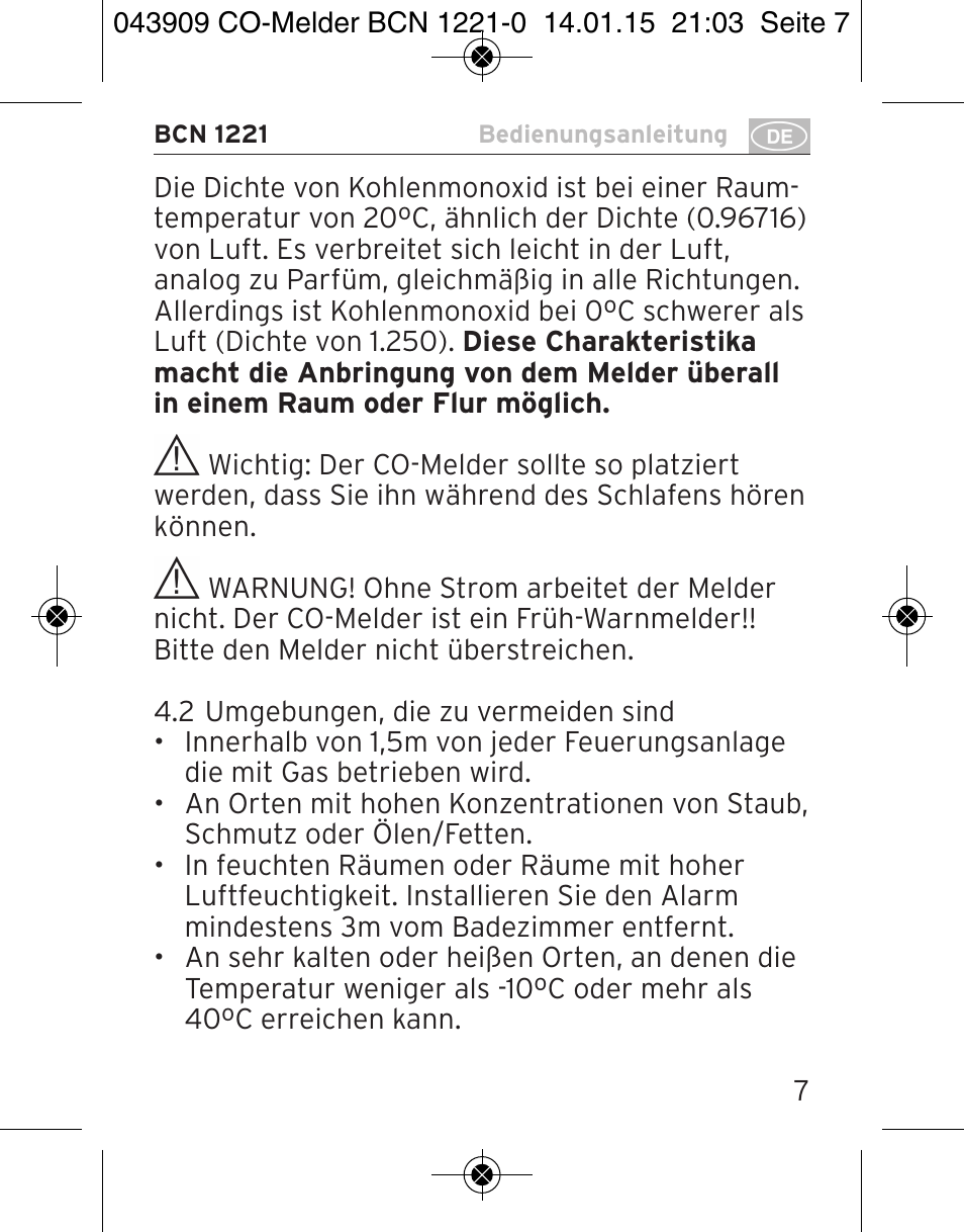 Brennenstuhl CO Detector BCN 1221 User Manual | Page 7 / 136