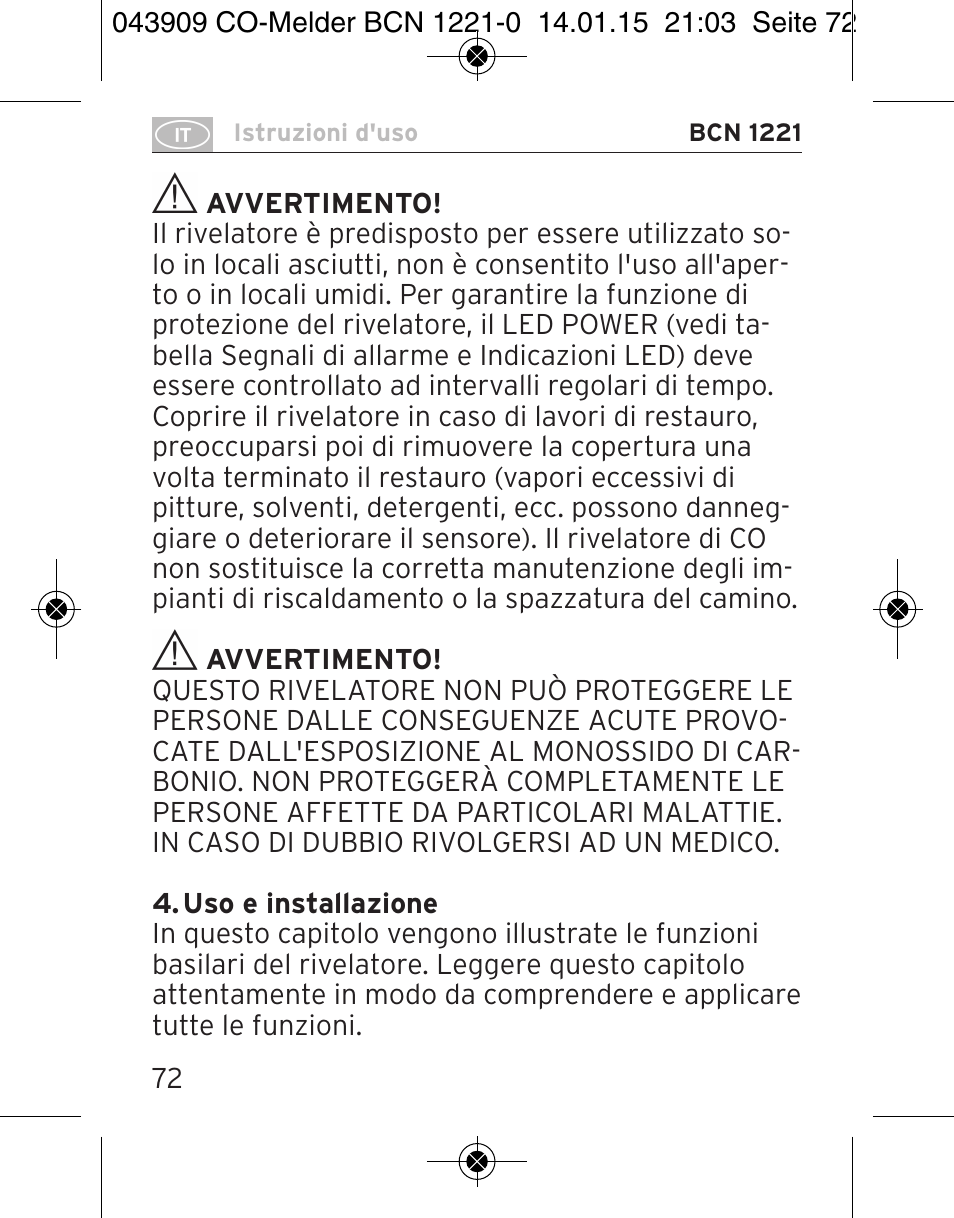 Brennenstuhl CO Detector BCN 1221 User Manual | Page 72 / 136