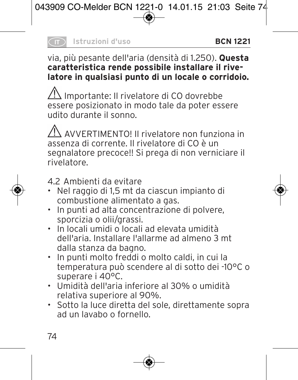 Brennenstuhl CO Detector BCN 1221 User Manual | Page 74 / 136