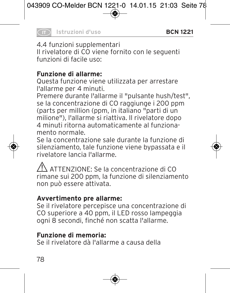 Brennenstuhl CO Detector BCN 1221 User Manual | Page 78 / 136