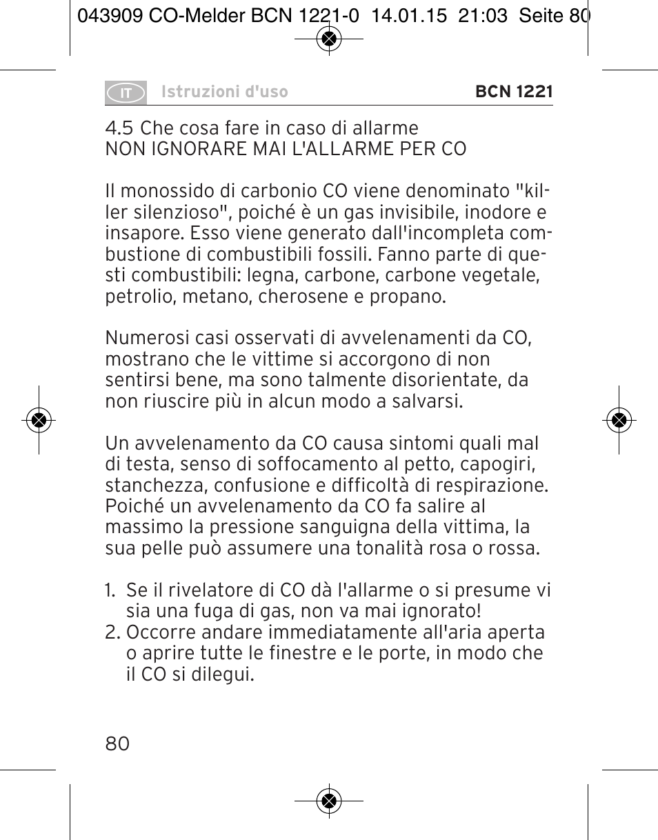 Brennenstuhl CO Detector BCN 1221 User Manual | Page 80 / 136