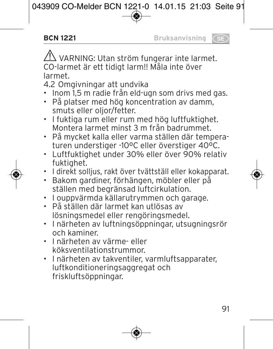 Brennenstuhl CO Detector BCN 1221 User Manual | Page 91 / 136