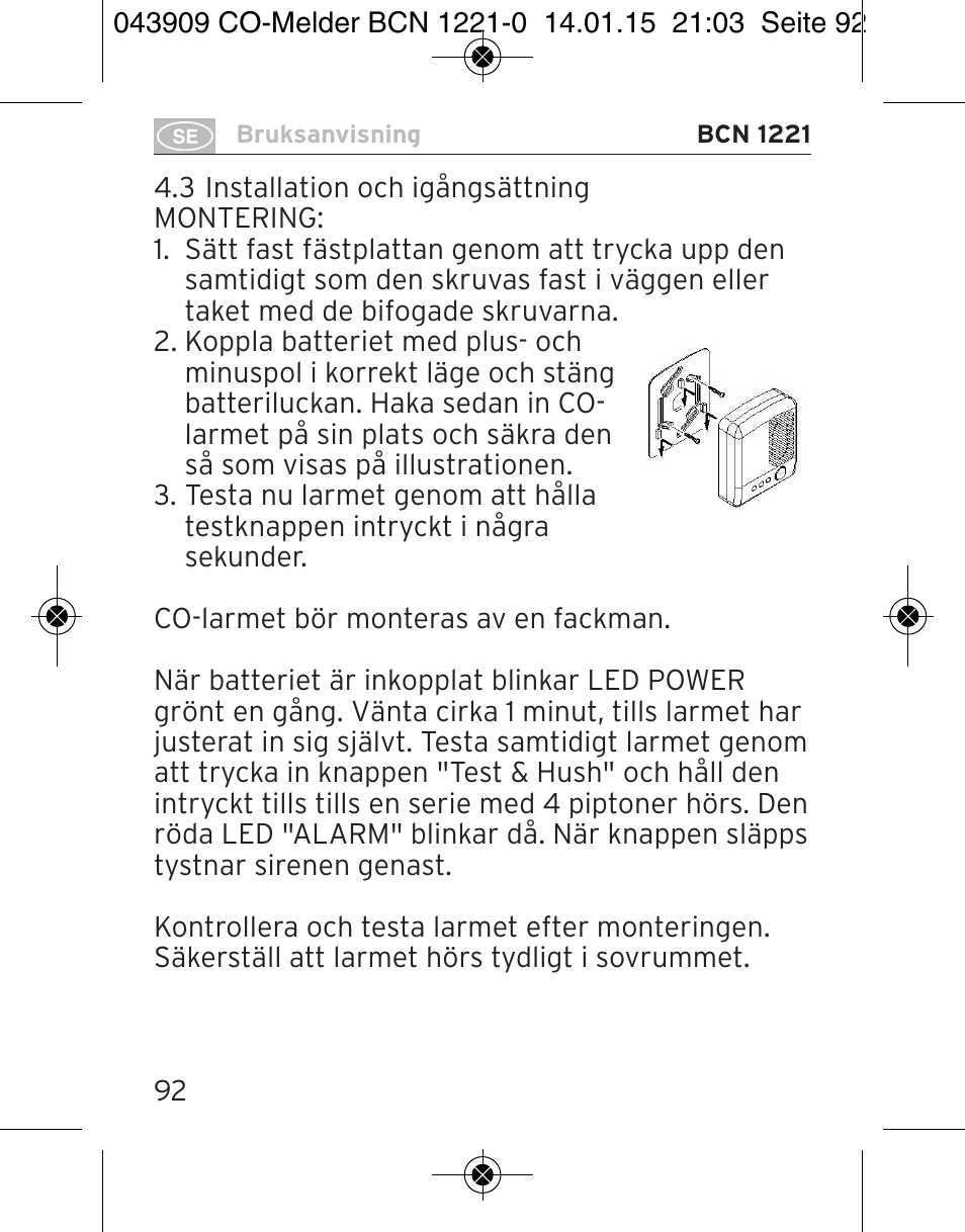 Brennenstuhl CO Detector BCN 1221 User Manual | Page 92 / 136