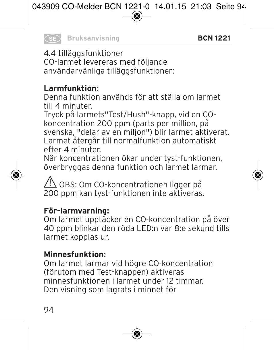 Brennenstuhl CO Detector BCN 1221 User Manual | Page 94 / 136