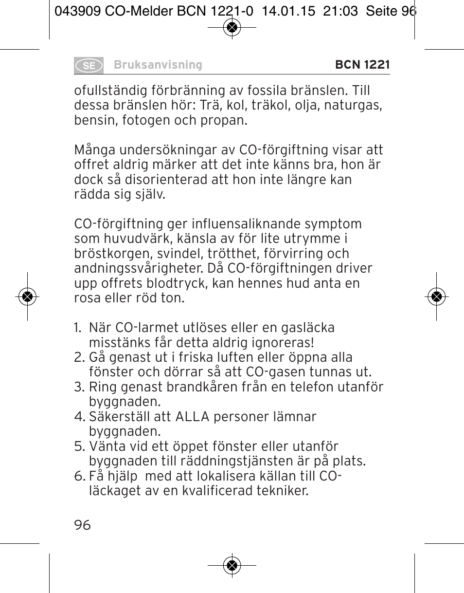 Brennenstuhl CO Detector BCN 1221 User Manual | Page 96 / 136