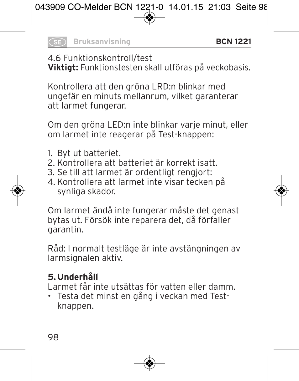 Brennenstuhl CO Detector BCN 1221 User Manual | Page 98 / 136