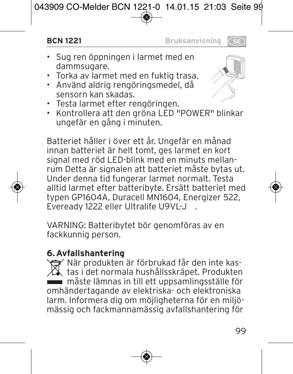 Brennenstuhl CO Detector BCN 1221 User Manual | Page 99 / 136