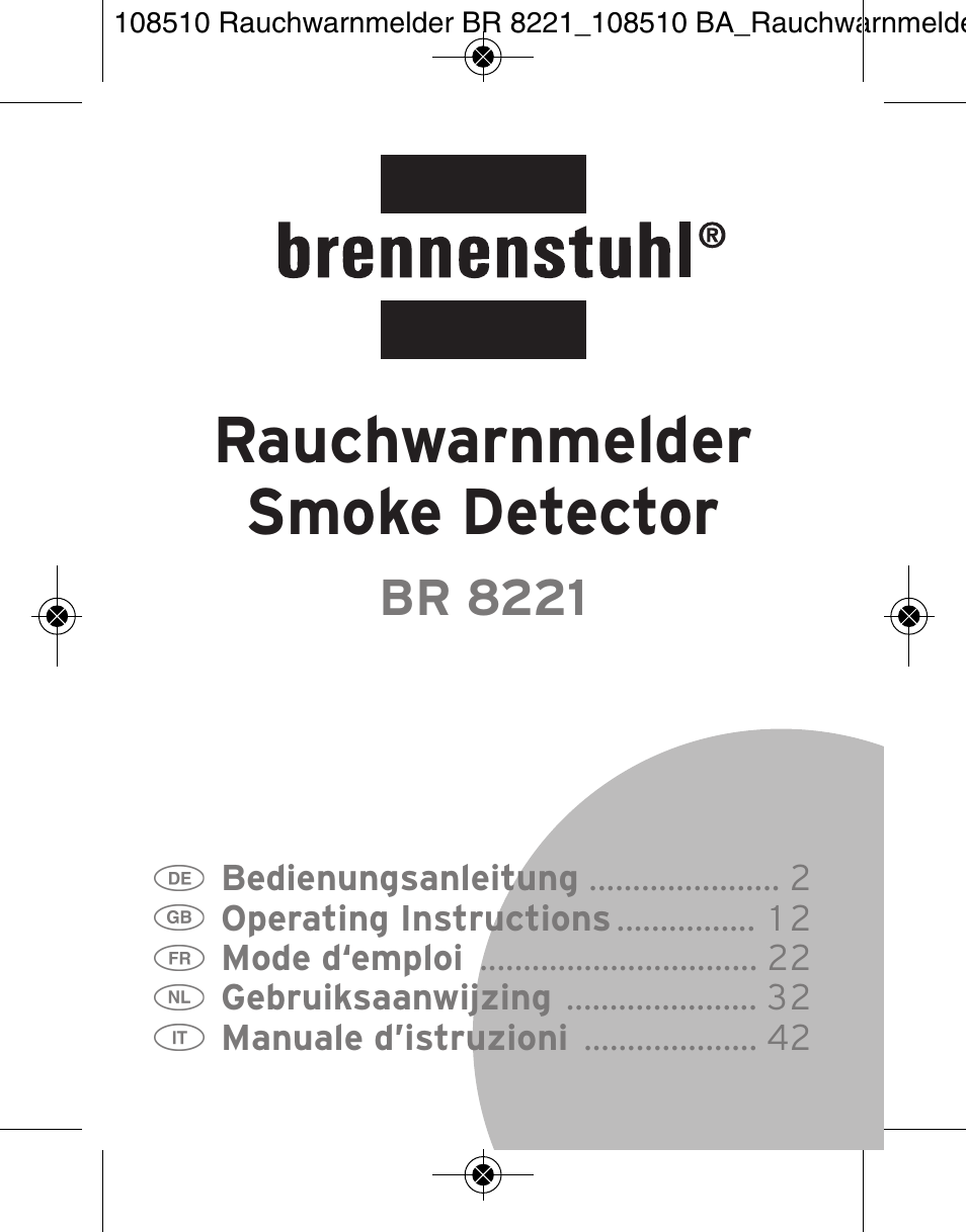 Brennenstuhl Smoke Alarm BR 8221 extra longlife User Manual | 56 pages