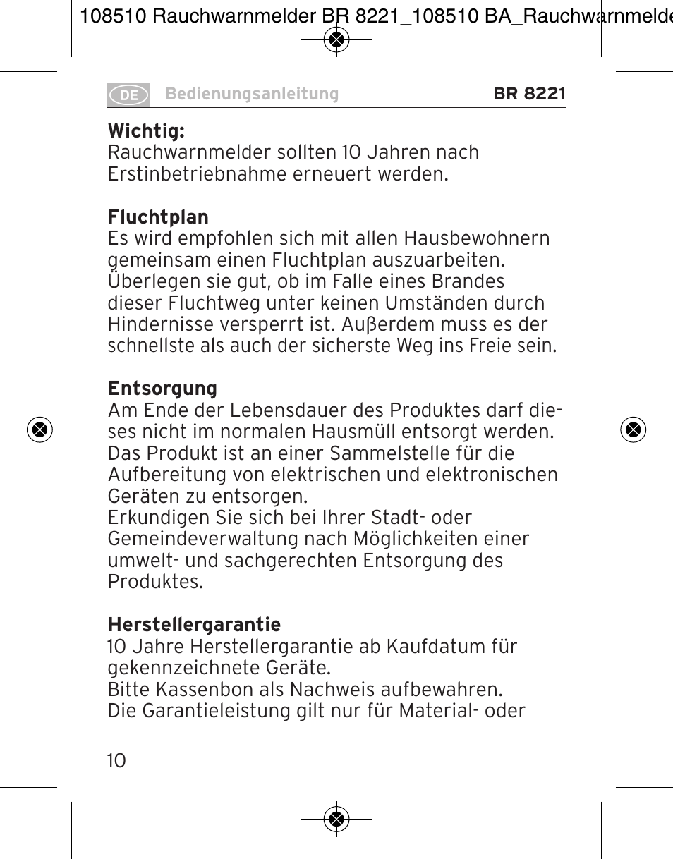 Brennenstuhl Smoke Alarm BR 8221 extra longlife User Manual | Page 10 / 56