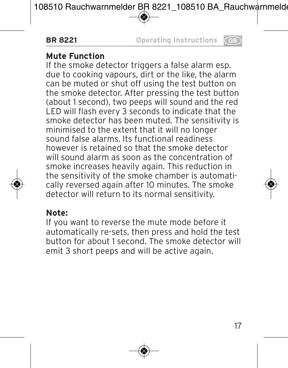 Brennenstuhl Smoke Alarm BR 8221 extra longlife User Manual | Page 17 / 56