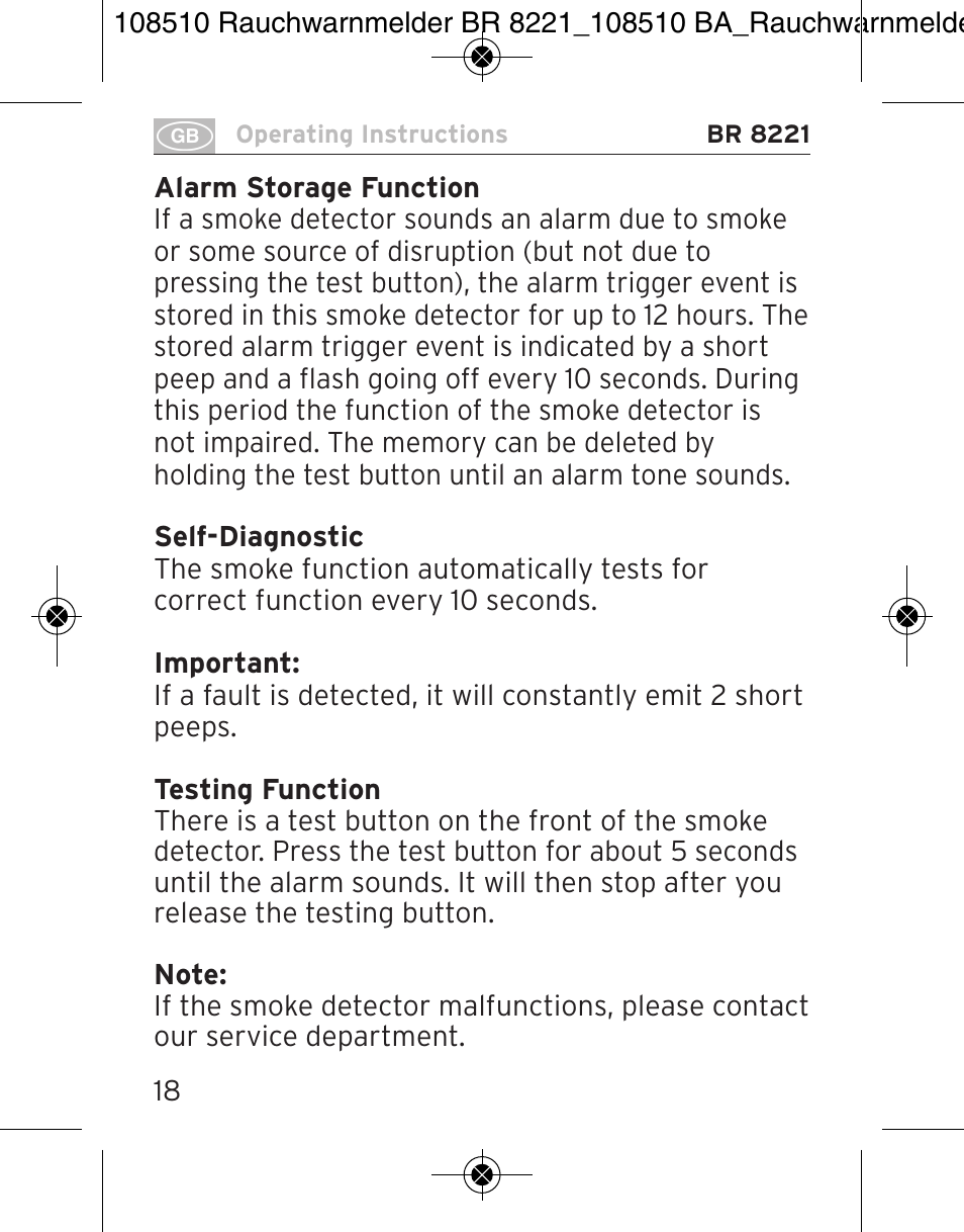 Brennenstuhl Smoke Alarm BR 8221 extra longlife User Manual | Page 18 / 56