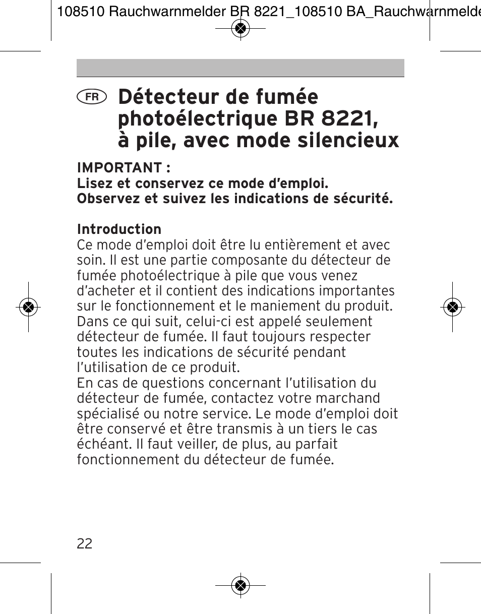 Brennenstuhl Smoke Alarm BR 8221 extra longlife User Manual | Page 22 / 56