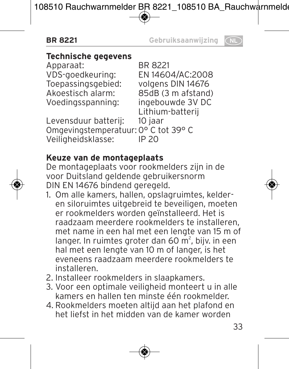 Brennenstuhl Smoke Alarm BR 8221 extra longlife User Manual | Page 33 / 56