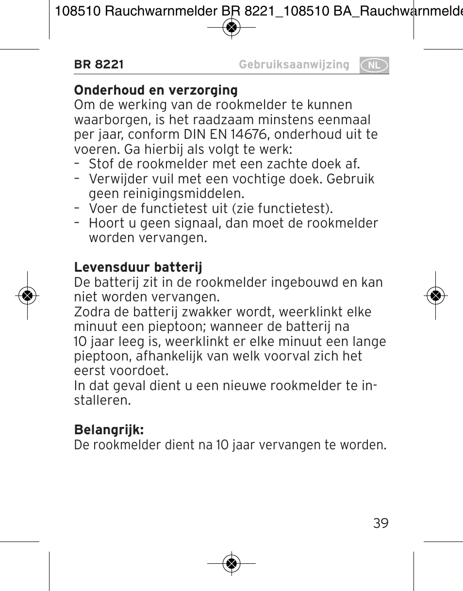 Brennenstuhl Smoke Alarm BR 8221 extra longlife User Manual | Page 39 / 56