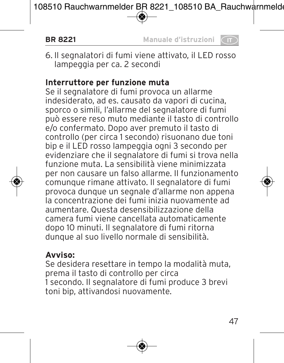 Brennenstuhl Smoke Alarm BR 8221 extra longlife User Manual | Page 47 / 56